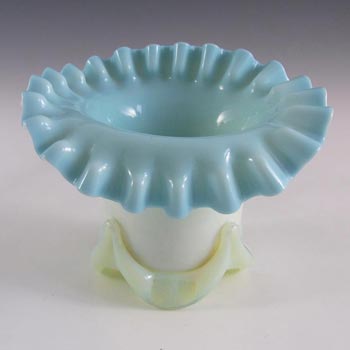 Victorian Uranium Custard Glass Blue & Ivory Cased Vase