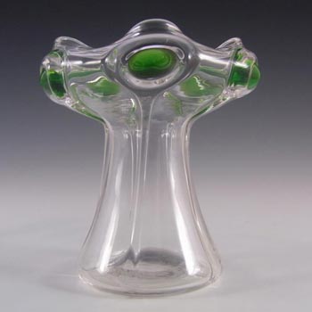 Victorian Green & Clear Glass Peacock Eye Trails / Cairngorm Vase
