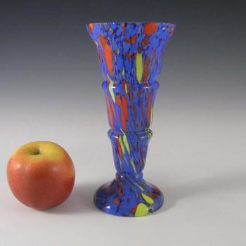 Ernst Steinwald / Franz Tomschick Czech Art Deco Blue Spatter Glass Vase