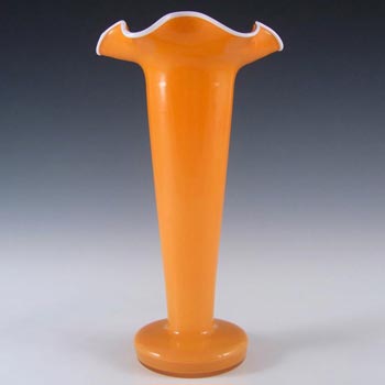 Welz Czech Art Deco Orange & White Tango Glass Vase