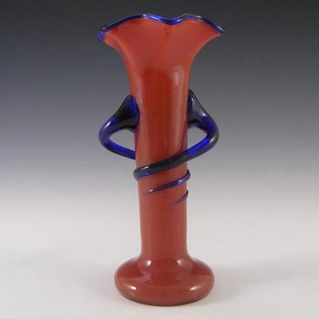 Czech/Bohemian 1930's Red & Blue Tango Glass Vase