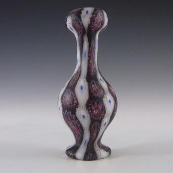 Fratelli Toso Millefiori Canes Purple Murano Glass Vase