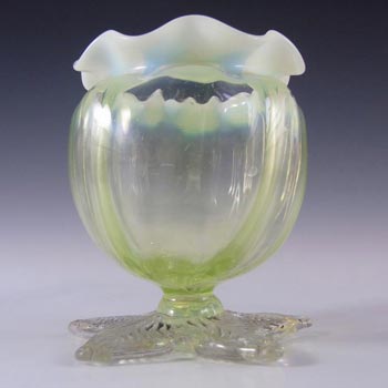Victorian Vaseline Uranium Opalescent Glass Posy Vase