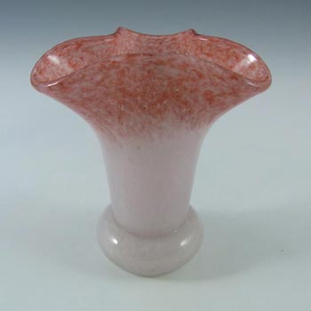Vasart British Signed Pink Mottled Glass Vase V001