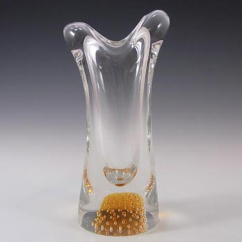 Thomas Webb 1960\' Amber Glass \'Flair\' Bubble Vase