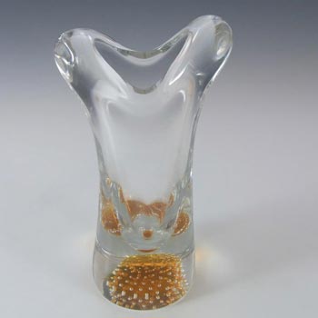 Thomas Webb 1960' Amber Glass 'Flair' Bubble Vase