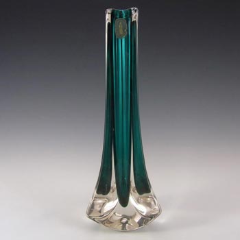 Whitefriars #9570 Baxter Green Glass Three Sided Vase