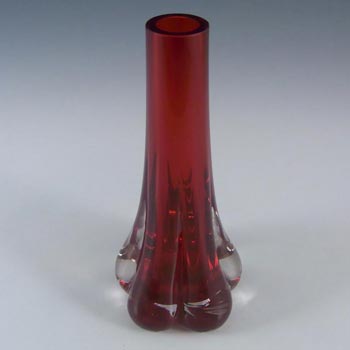 Whitefriars #9728 Baxter Ruby Red Glass Elephant Foot Vase