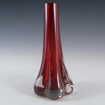 Whitefriars #9728 Baxter Ruby Red Glass Elephant Foot Vase