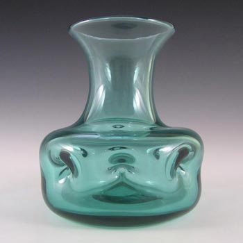 Whitefriars #9865 1970\'s Aqua Glass Dimpled Vase