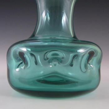 Whitefriars #9865 1970's Aqua Glass Dimpled Vase