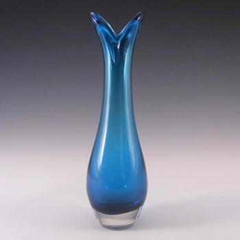 Whitefriars #9556 Kingfisher Blue Cased Glass Beak Vase