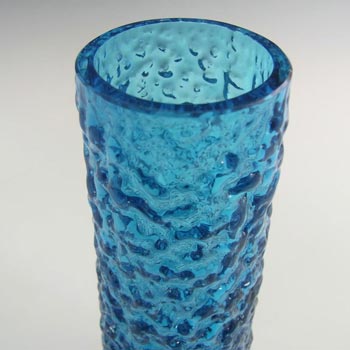 Whitefriars #9729 Baxter Kingfisher Blue Glass 6.25" Textured Bark Vase