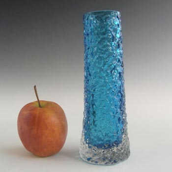 Whitefriars #9729 Baxter Kingfisher Blue Glass 6.25" Textured Bark Vase