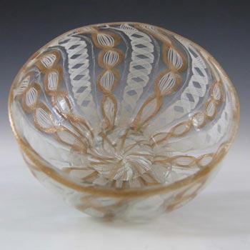 Murano Zanfirico & Copper Aventurine Glass Dish/Bowl