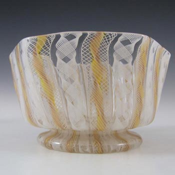 Salviati Murano Filigree & Copper Aventurine Glass Bowl