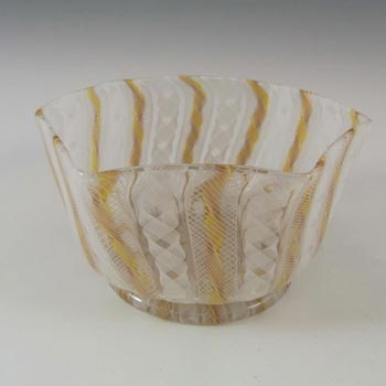 Salviati Murano Filigree & Copper Aventurine Glass Bowl