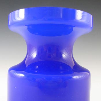 Alsterfors #S5014 Blue Cased Glass Vase Signed P. Ström '67