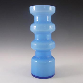 Scandinavian / Swedish Blue Cased Glass Hooped Vase