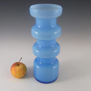 Scandinavian / Swedish Blue Cased Glass Hooped Vase
