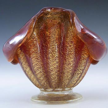 Barovier & Toso Murano Cordonato d'Oro Gold Leaf Glass Bowl/Vase