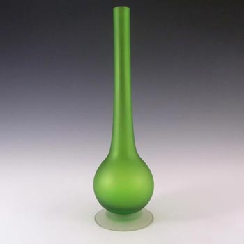 Carlo Moretti Satinato Green Murano Glass 12.25" Stem Vase