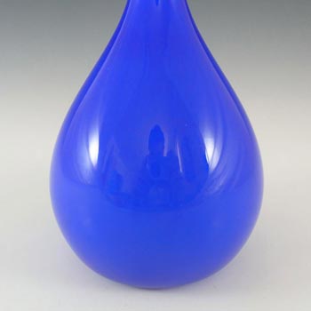 Elme 1970s Scandinavian Blue Cased Glass Vase - Label