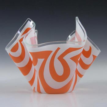 Chance Brothers Orange Glass 'Psychedelic' Handkerchief Vase