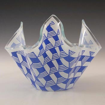 Chance Brothers Blue Glass \'Carré/Escher\' Handkerchief Vase