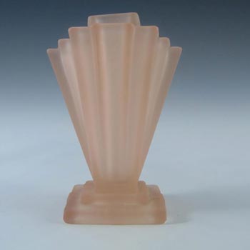 Bagley #334 Art Deco 4" Frosted Pink Glass Grantham Vase