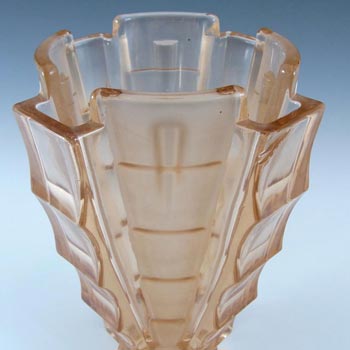 Bagley #3007 Art Deco 8.5" Vintage Pink Glass 'Bamboo' Vase