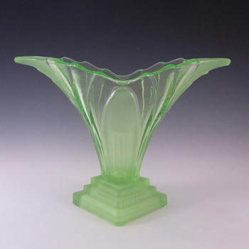 Walther & Söhne Large 9" Art Deco Uranium Glass 'Greta' Vase