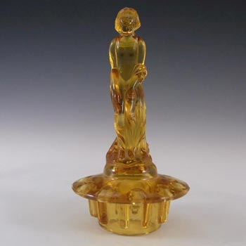 Müller & Co 'September Morn' Art Deco Amber Glass Lady Figurine