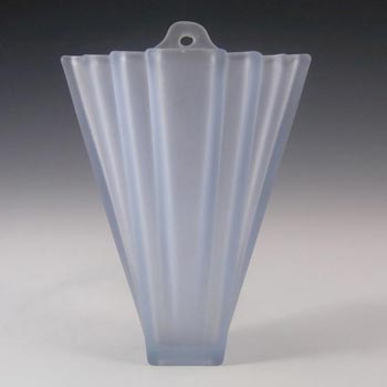 Bagley #334 Art Deco Frosted Blue Glass 'Grantham' Wall Vase