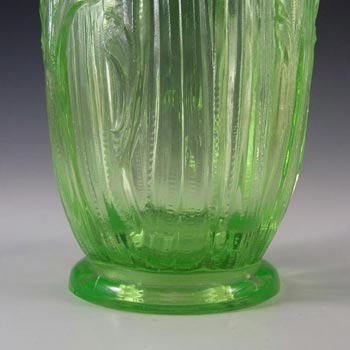 Jobling #11800 Uranium Green Art Deco Glass Celery Vase
