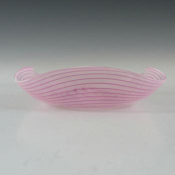Murano 1950's Pink & White Filigree Glass Bowl