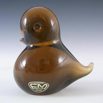 FM Konstglas/Ronneby Swedish Amber Glass Bird - Labelled