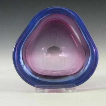 Murano Geode Pink & Blue Sommerso Glass Triangle Bowl