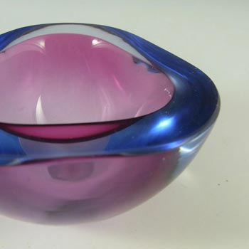 Murano Geode Pink & Blue Sommerso Glass Triangle Bowl
