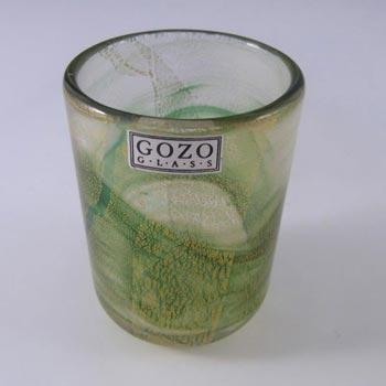 Gozo Maltese Green Gold Leaf Glass 'Verdi' Vase - Signed