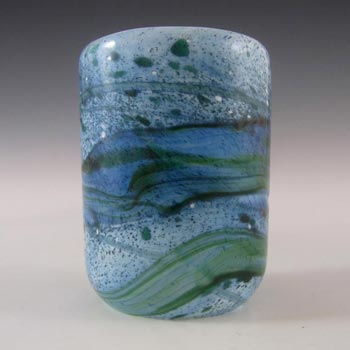 Gozo Maltese Blue & Green Glass 'Seaweed' Vase - Signed