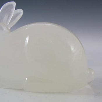 Hadeland Opaline Glass Rabbit Paperweight - Marked