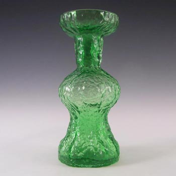 Japanese "Old Colony" Bark Textured Green Glass Vase
