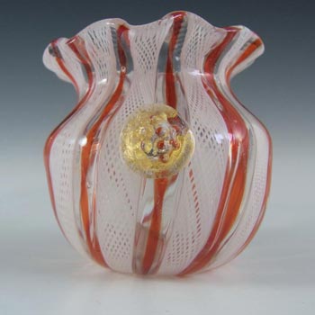 Murano 1950\'s Zanfirico Lattice Filigree Glass Vase #2