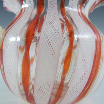 Murano 1950's Zanfirico Lattice Filigree Glass Vase #2