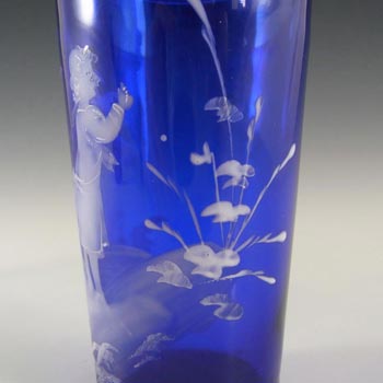 Mary Gregory Bohemian Hand Enamelled Blue Glass Tumbler