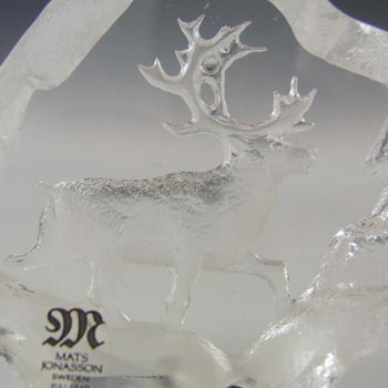 Mats Jonasson #88138 Glass Reindeer Paperweight - Signed
