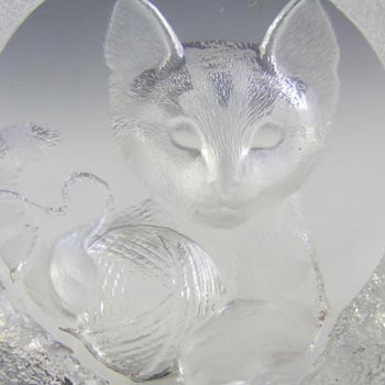 Mats Jonasson #3333 Glass Kitten/Cat Paperweight - Signed