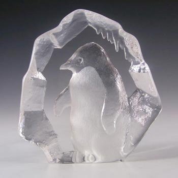 Mats Jonasson #3381 Glass Penguin Paperweight - Signed