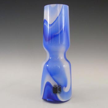 Carlo Moretti Marbled Blue & White Murano Glass Vase